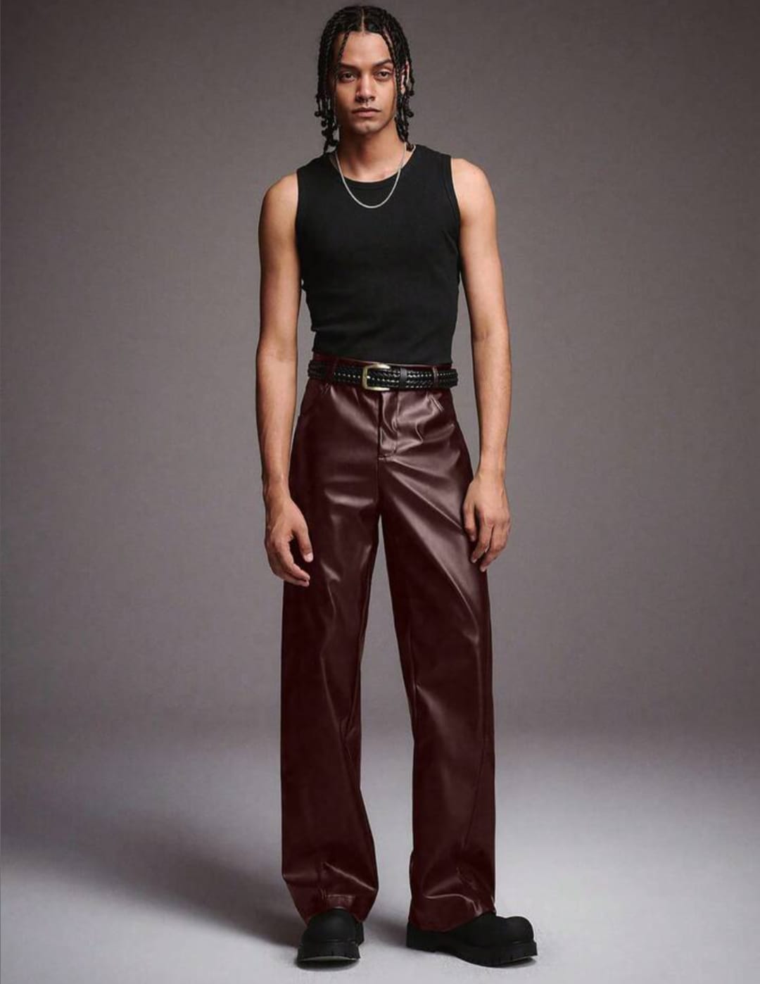 Men's Straight-Leg Trousers – High-Waist Relaxed Fit Fashion Pants